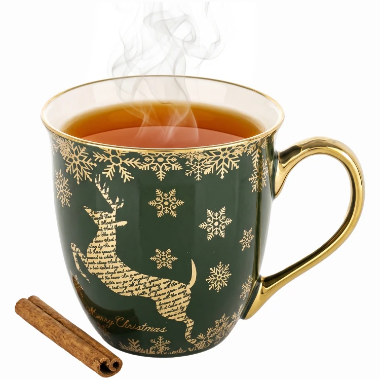 Kubek świąteczny porcelanowy 560 ml zielony ART-POL A182112