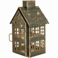 Metalowy lampion domek zielony 20x11,5 cm ART-POL A182367