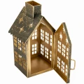 Metalowy lampion domek zielony 20x11,5 cm ART-POL A182367