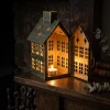 Metalowy lampion domek zielony 20x11,5 cm ART-POL A182367
