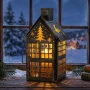 Metalowy lampion domek z choinką 20 cm ART-POL A182366