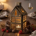Metalowy lampion domek z choinką 20 cm ART-POL A182366