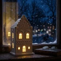 Biały lampion LED kamienica ceramiczna 6,5x5,5x12 cm ART-POL A168749