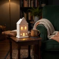 Biały lampion LED kamienica ceramiczna 6,5x5,5x12 cm ART-POL A168749