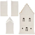 Biały lampion LED kamienica ceramiczna 6,5x5,5x12 cm ART-POL A168749