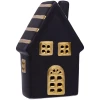 Domek czarno-złoty - dolomitowy lampion LED 8x5,5x13cm