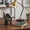 Domek czarno-złoty - dolomitowy lampion LED 8x5,5x13cm