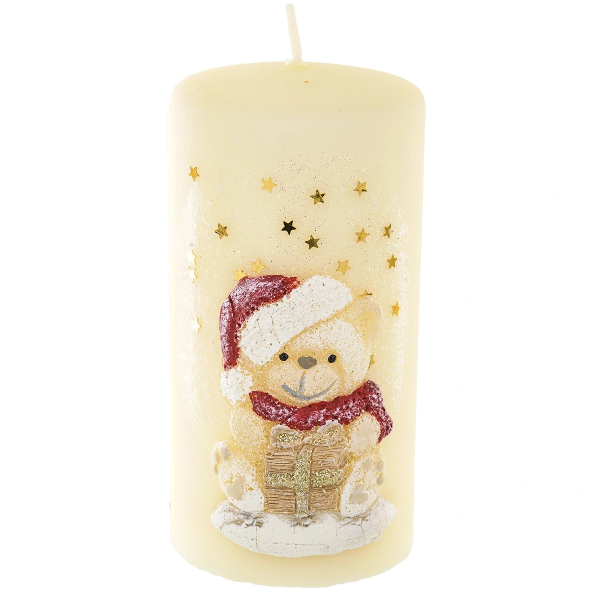 Świeca Miś Teddy kremowa walec 14 cm 84 h ART-POL A142883