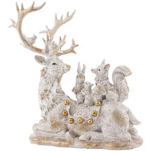Figurka świąteczna renifer ze zwierzętami 31,5 cm biała ART-POL A163163