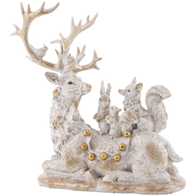Figurka świąteczna renifer ze zwierzętami 31,5 cm biała ART-POL A163163