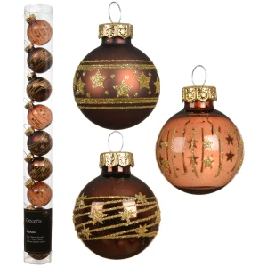 Szklane brązowe bombki choinkowe 3 cm kpl. 9 szt. KAEMINGK 011811