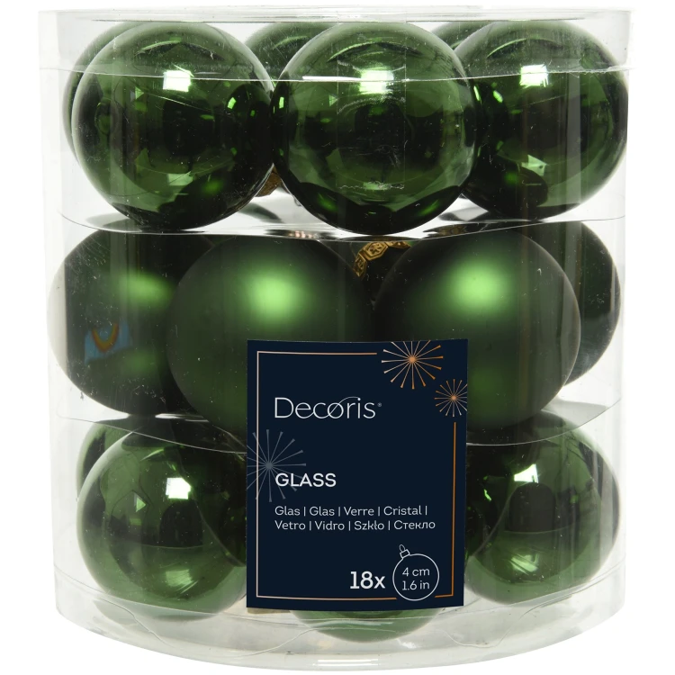Zielone szklane bombki choinkowe 18 szt. 4 cm mix KAEMINGK 010462