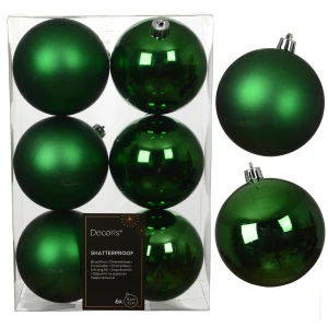 Nietłukące zielone bombki choinkowe 8 cm 6 szt. mix KAEMINGK 023205