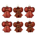 Szklane kokardki choinkowe 10 cm bordowe komplet 6 szt. KAEMINGK 123965KPL