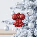 Szklane kokardki choinkowe 10 cm bordowe komplet 6 szt. KAEMINGK 123965KPL