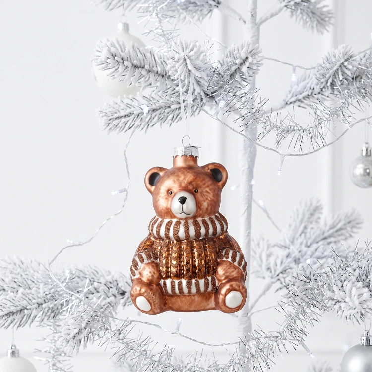 Szklana bombka Miś w sweterku 11,1 cm brązowa KAEMINGK 123856-1