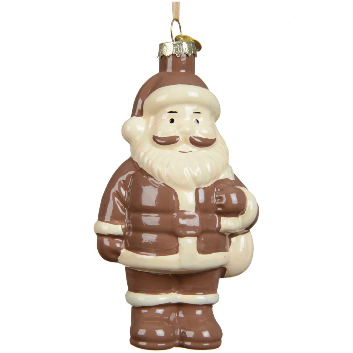 Szklany Mikołaj czekoladowy zawieszka choinkowa 11,9 cm KAEMINGK 123866-1