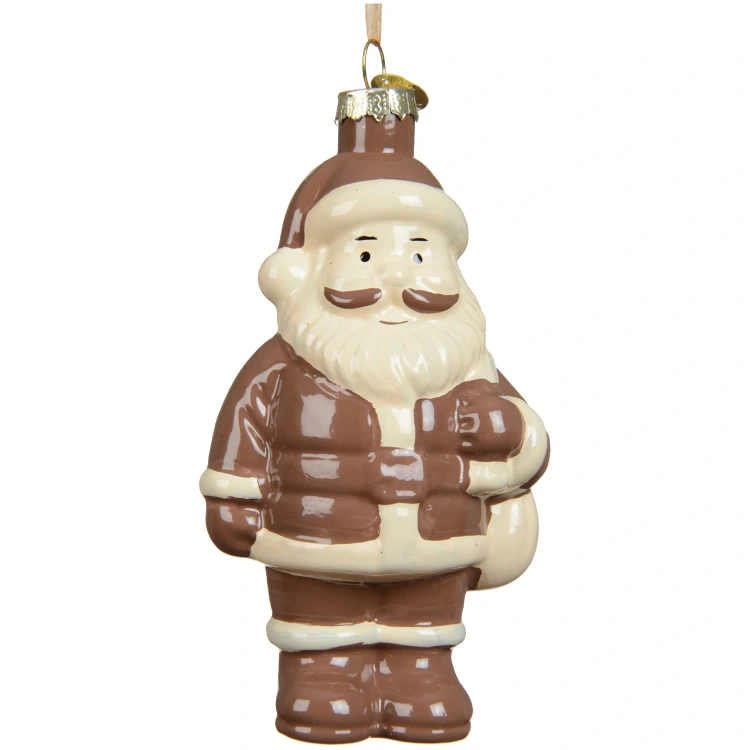 Szklany Mikołaj czekoladowy zawieszka choinkowa 11,9 cm KAEMINGK 123866-1