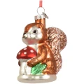 Szklana zawieszka Wiewiórka z muchomorem 9 cm KAEMINGK 124103-2