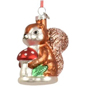 Szklana zawieszka Wiewiórka z muchomorem 9 cm KAEMINGK 124103-2