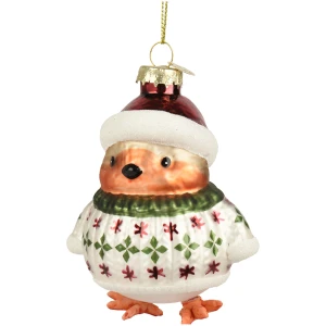 Bombka szklana Ptaszek w sweterku 7,6 cm KAEMINGK 124104-1