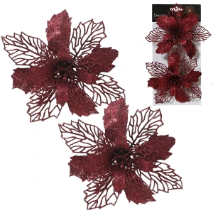 Gwiazda betlejemska na klipsie bordowa 28 cm KAEMINGK 463205-1