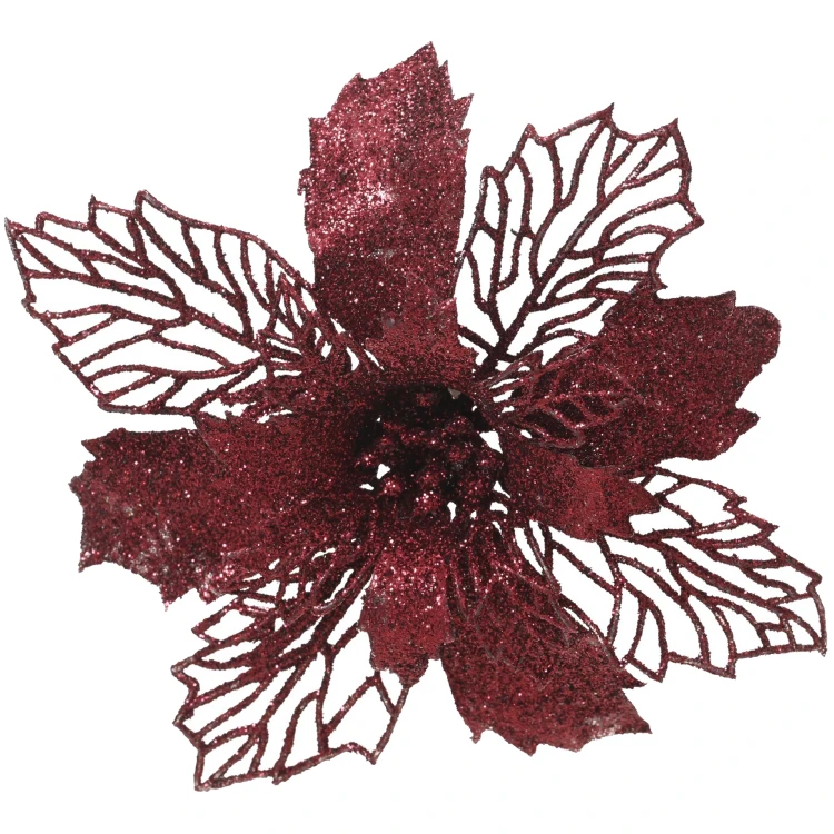 Gwiazda betlejemska na klipsie bordowa 28 cm KAEMINGK 463205-1
