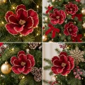 Kwiat magnolii na klipsie 23 cm bordowy KAEMINGK 629463-2