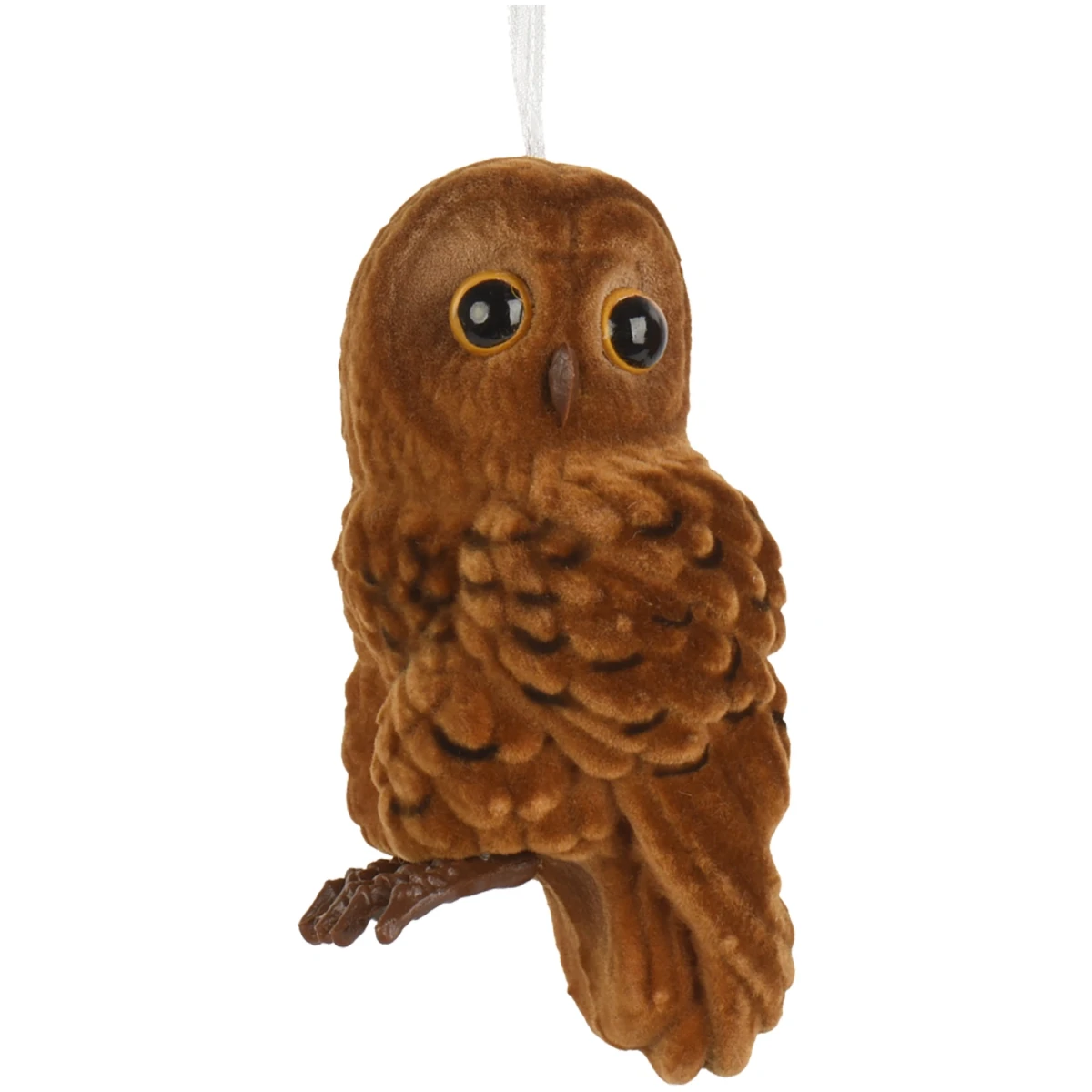 Zawieszka sowa flokowana 9 cm ciemnobrązowy KAEMINGK 512753-1