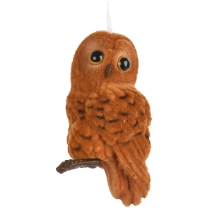 Zawieszka sowa welurowa 9 cm jasnobrązowa KAEMINGK 512753-3