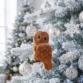 Zawieszka sowa welurowa 9 cm jasnobrązowa KAEMINGK 512753-