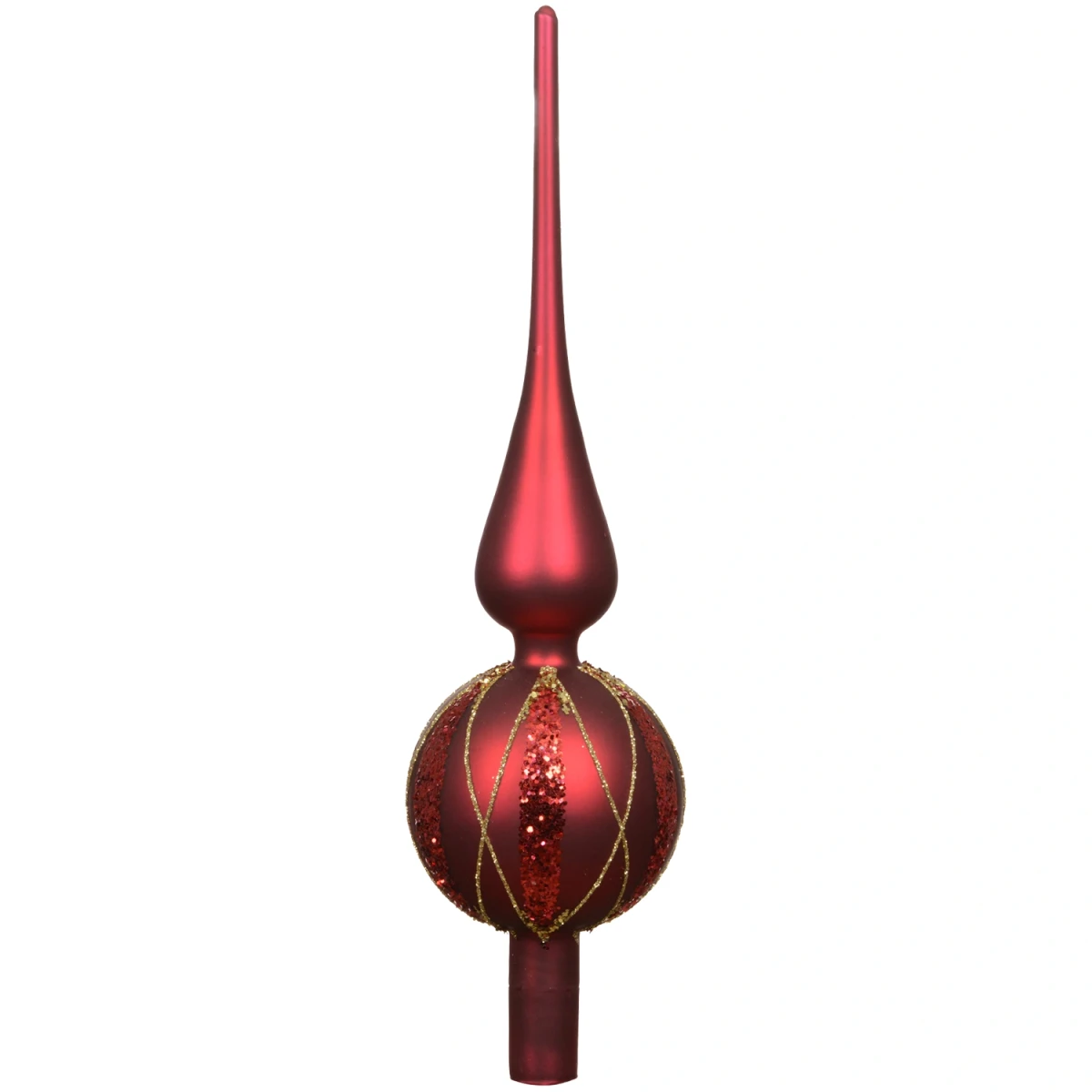 Szklany szpic choinkowy 31 cm bordowy złote romby KAEMINGK 170248-1