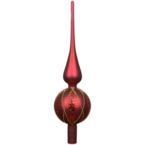 Szklany szpic choinkowy 31 cm bordowy złote romby KAEMINGK 170248-1