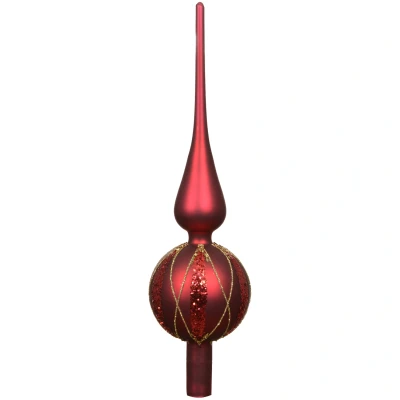 Szklany szpic choinkowy 31 cm bordowy złote romby KAEMINGK 170248-1