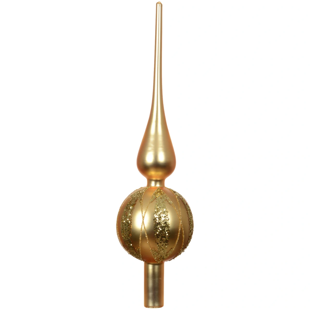 Szklany szpic choinkowy 31 cm złoty mat brokatowe romby KAEMINGK 170249-1