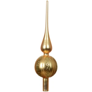 Szklany szpic choinkowy 31 cm złoty mat brokatowe romby KAEMINGK 170249-1