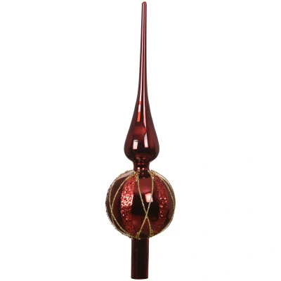 Szpic szklany 31 cm bordowy złote romby KAEMINGK 170261-3