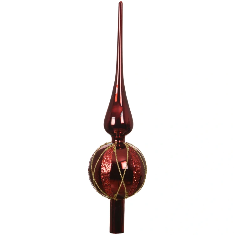 Szpic szklany 31 cm bordowy złote romby KAEMINGK 170261-3