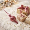 Szklany czubek choinkowy 31 cm brokatowy bordowy KAEMINGK 170263-3