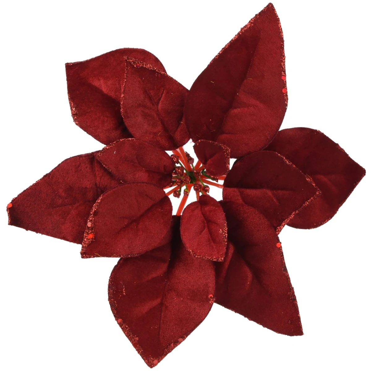 Gwiazda betlejemska na klipsie 28 cm bordowa welurowa KAEMINGK 724365-1