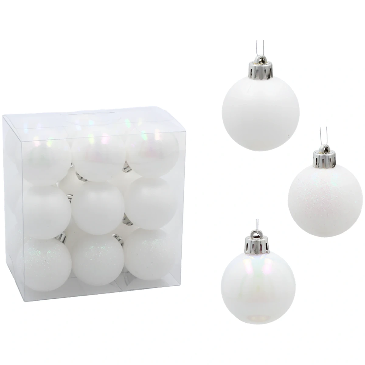Bombki na choinkę 4 cm białe mix 18 szt.GIF3702