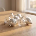 Bombki szklane 3 cm srebrne przezroczyste zestaw 12 szt. BOZ4341