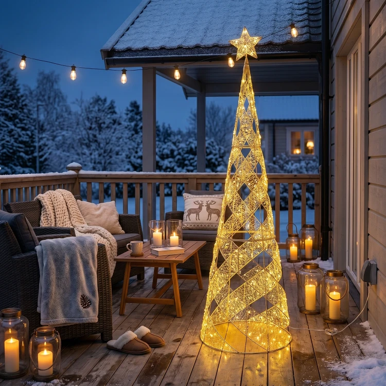 Choinka świetlna LED 234cm 1800 diod IP44 złota efekt flash KAEMINGK 493921