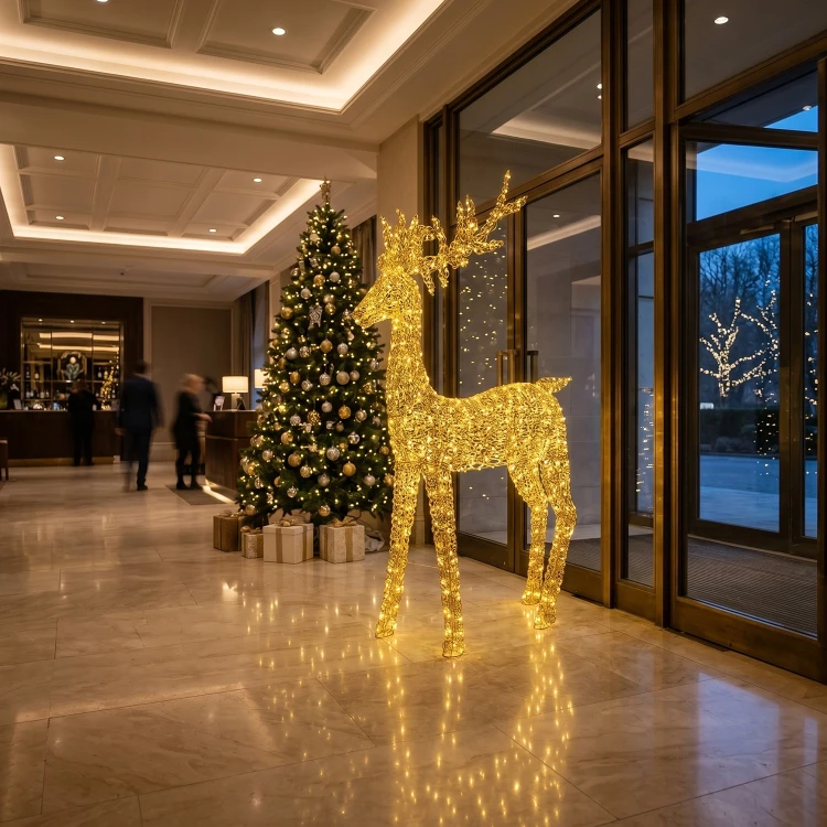 Duży renifer LED 200cm złoty 2350 diod klasyczny ciepły IP44 KAEMINGK 493973