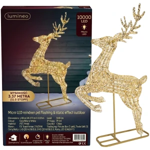 Renifer LED XXL 337cm złoty 10000 LED ciepły biały IP44 KAEMINGK 493983