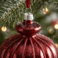 Bombki z koralikami 8 cm czerwono-bordowe 6 szt. KAEMINGK 026927KPL
