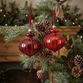 Bombki z koralikami 8 cm czerwono-bordowe 6 szt. KAEMINGK 026927KPL