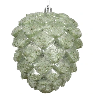 Zawieszka szyszka 14 cm jasnozielona z koralikami KAEMINGK 028537-2
