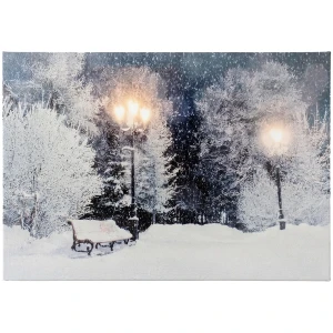 Obraz LED 58x38 cm ławki w zimowym parku KAEMINGK 485486-2