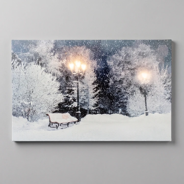 Obraz LED 58x38 cm ławki w zimowym parku KAEMINGK 485486-2